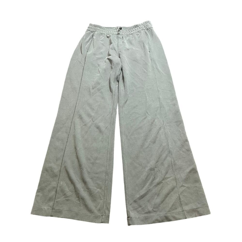 Lululemon Softstreme Ribbed Pants Womens 8 Sage Green Wide Leg High Rise